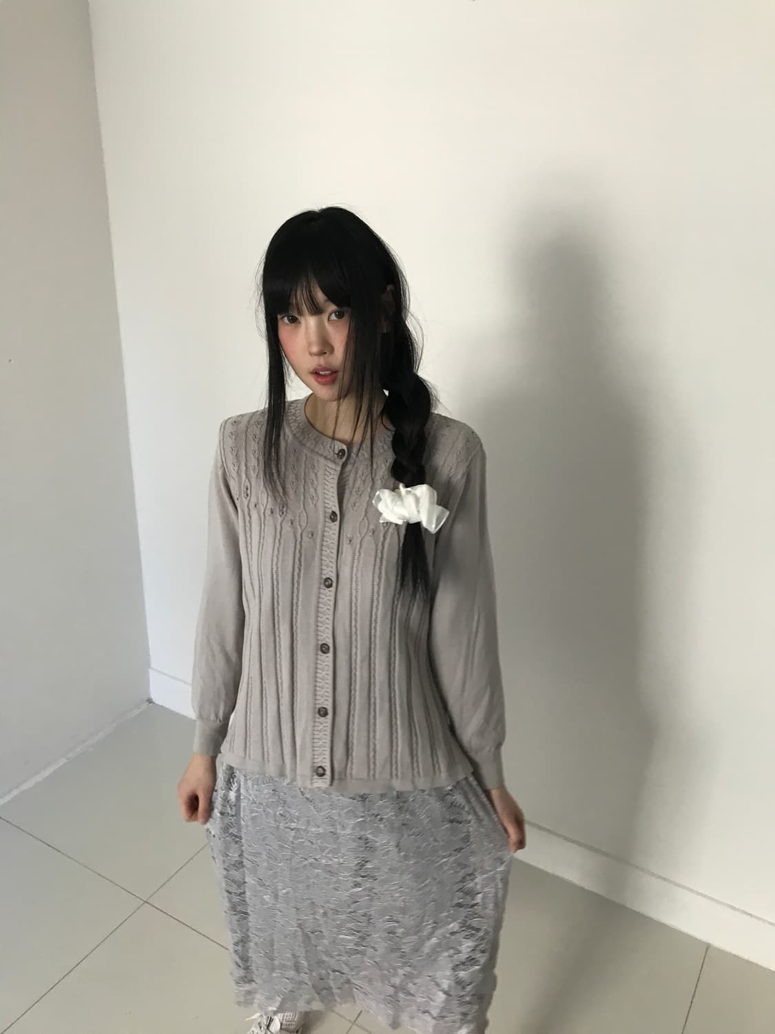 Vintage embroidery punching cardigan 상품이미지4
