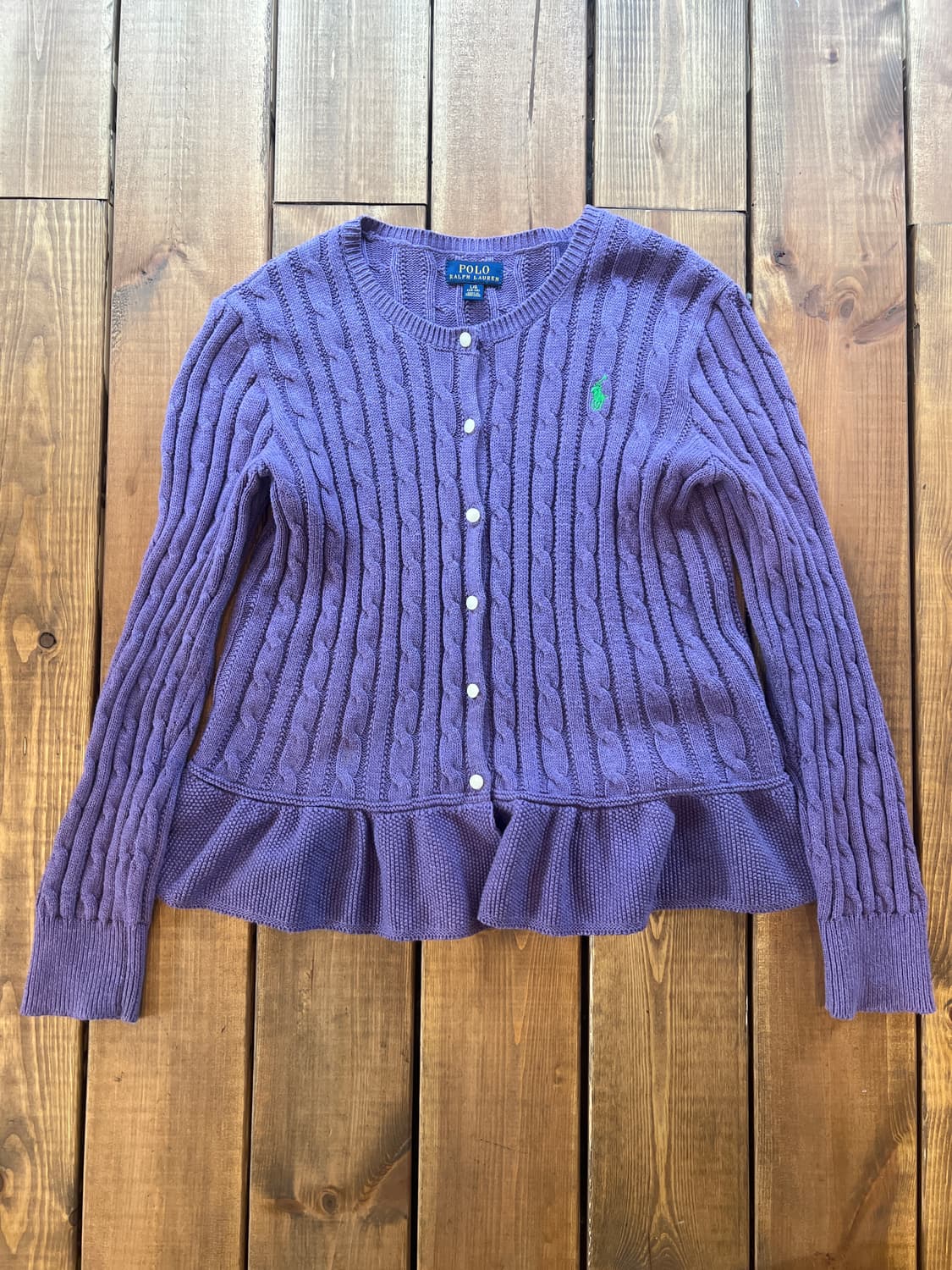 폴로 퍼플 꽈배기 프릴 니트 가디건 상품이미지5
