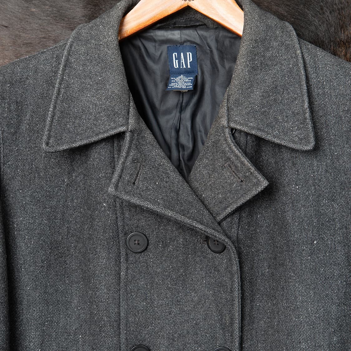 [100] 90s~ 갭 GAP 더블브레스티드 울 오버코트 다크 그레이  상품이미지3