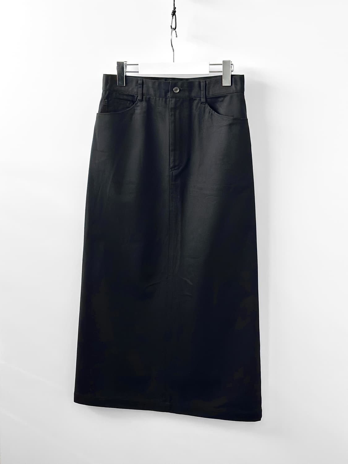 00s 트리콧 꼼데 가르송 블랙 코튼 롱 스커트 상품이미지4