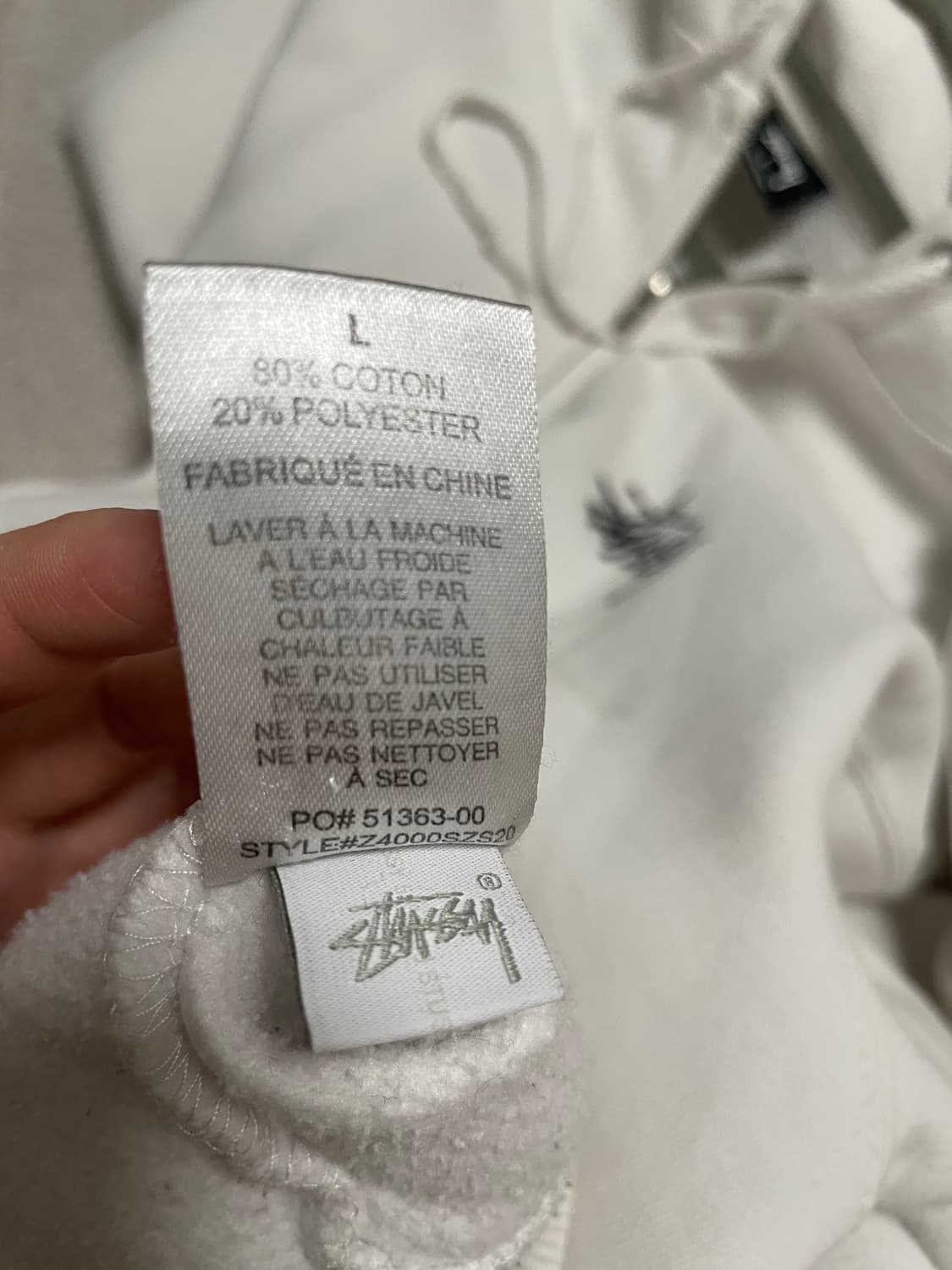 스투시 stussy 후드집업 화이트 L 상품이미지6