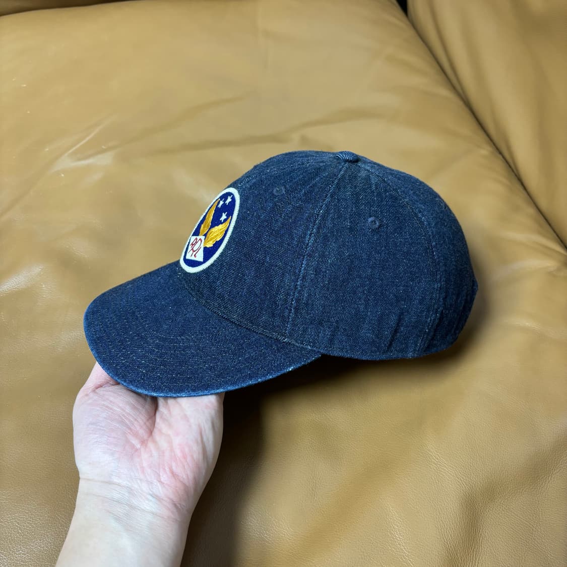 RRL 더블알엘 랄프로렌 폴로 윙로고 6패널 볼캡 모자 워시드 데님 상품이미지4