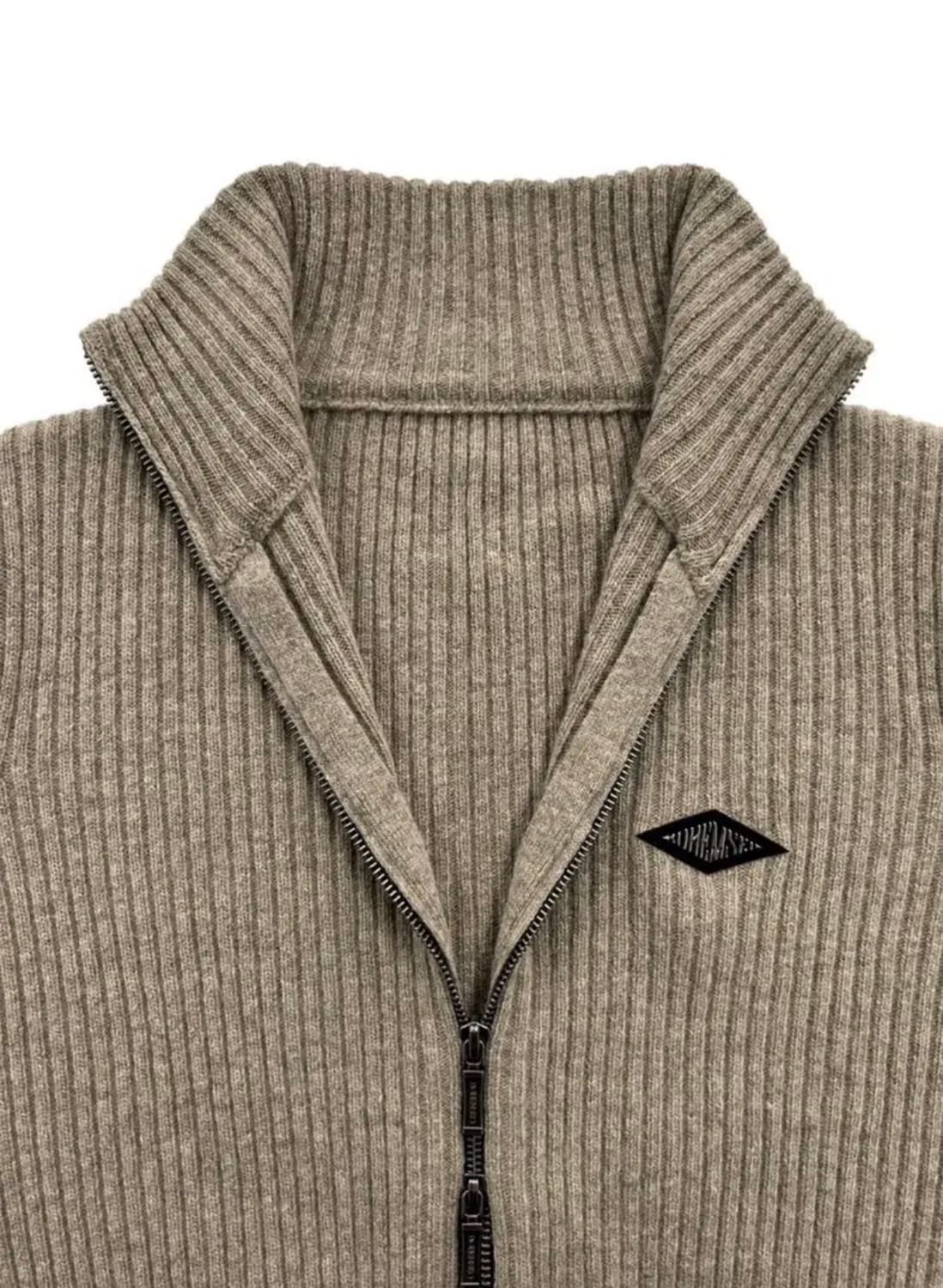 보헤미안서울 하이넥 로고 니트 집업 상품이미지2