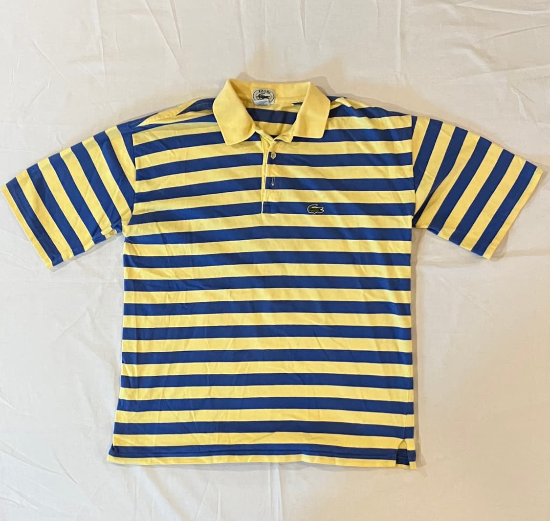 70s IZOD 라코스테 스트라이프 카라티 옐로블루 상품이미지1