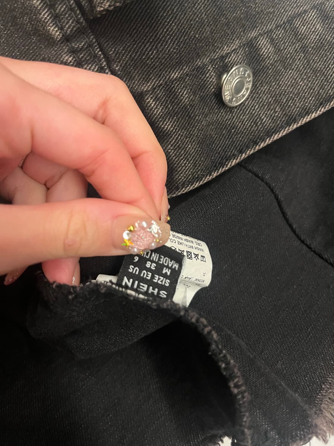 SHEIN 블랙 데님 크롭 자켓 M 상품이미지3