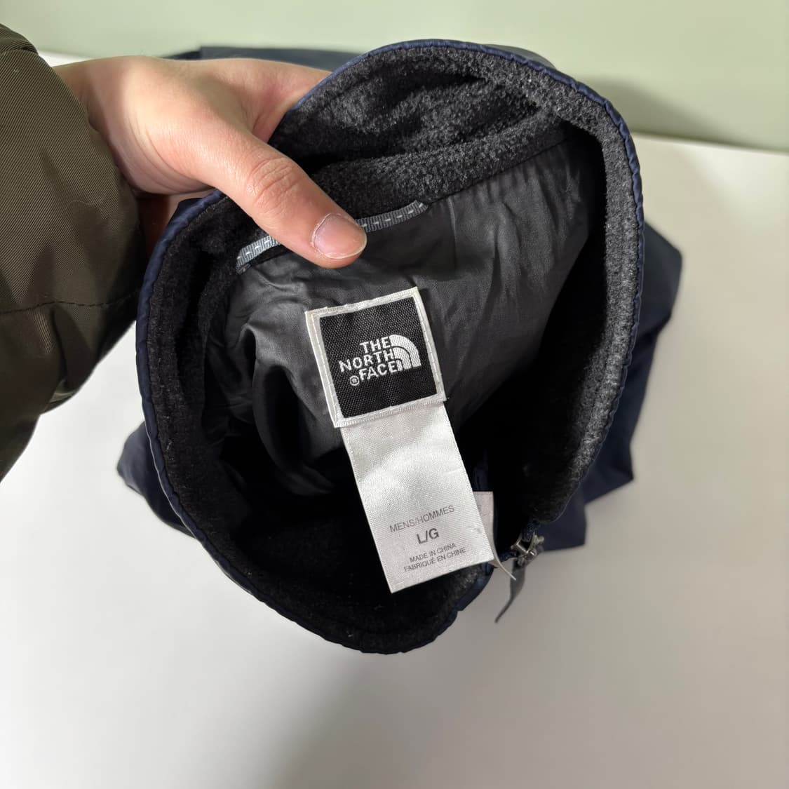 L 노스페이스 네이비 기본로고 반집업웜업 바람막이 상품이미지4