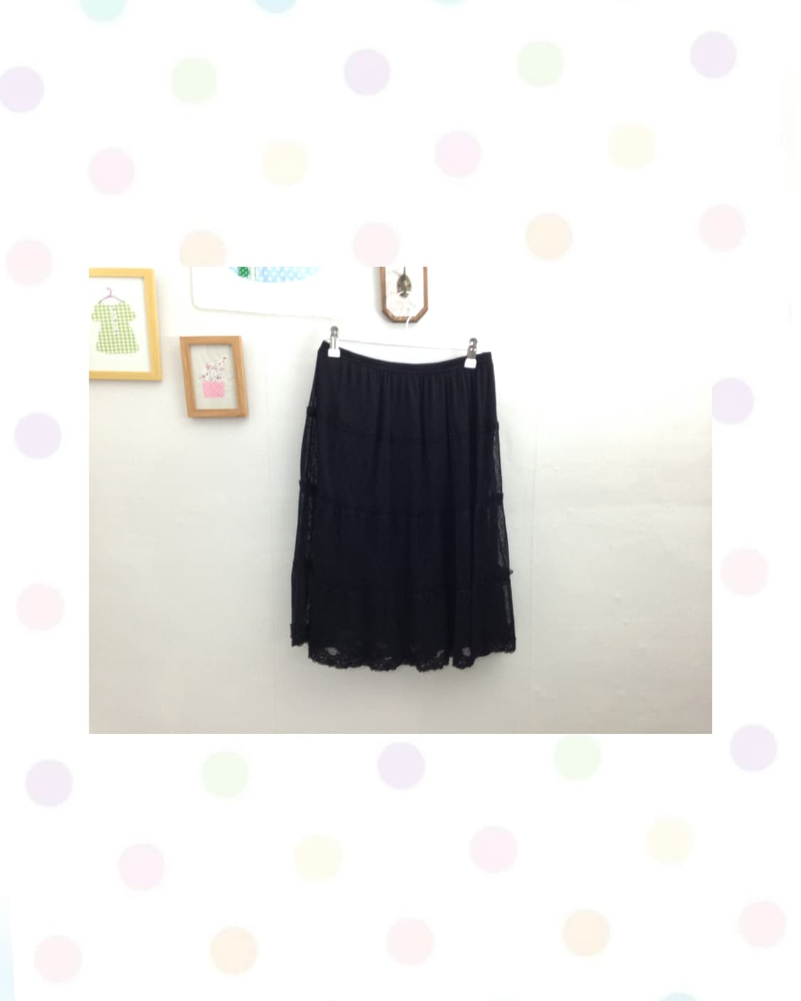 블랙 레이스 도트 스커트 상품이미지1