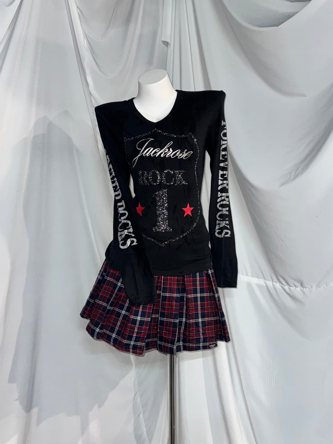 레드 체크 데일리 펑크 니혼진 코디세트  상품이미지3