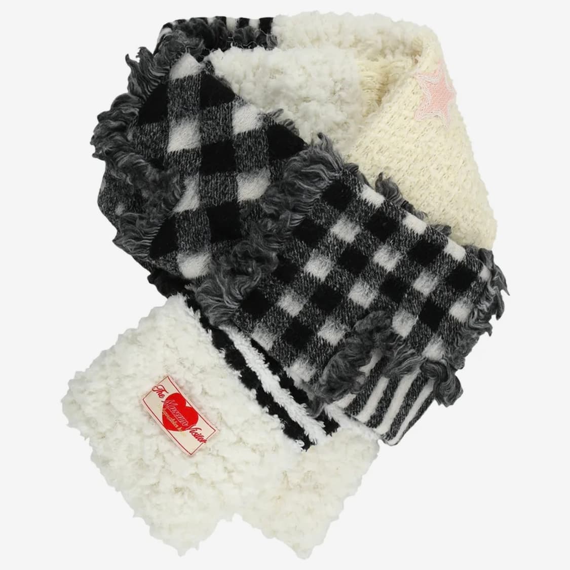 더뮤지엄비지터 패치워크 퍼 머플러 상품이미지1