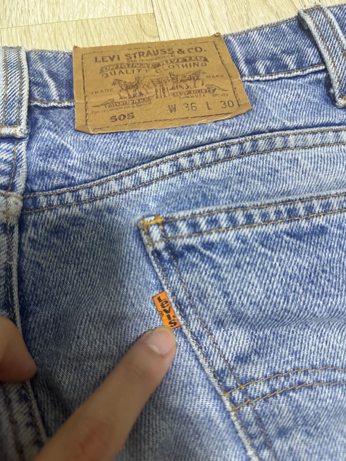 90s 리바이스 오렌지탭 505 데님팬츠 made in usa 상품이미지6