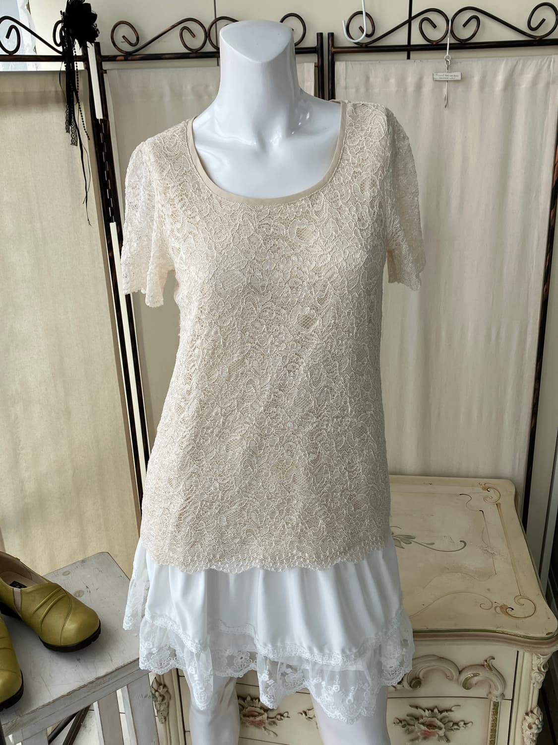 jpn vintage ivory lace half blouse 상품이미지1