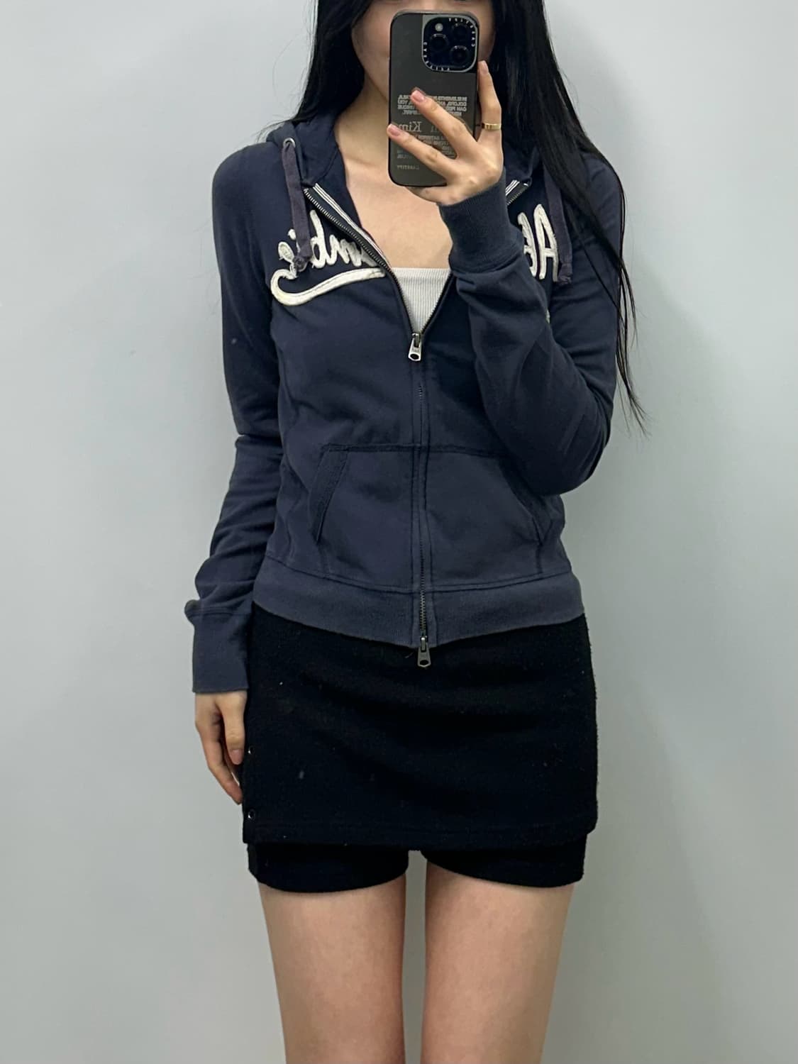 아베크롬비 y2k 와투케 딱붙 네이비 후드집업 상품이미지1
