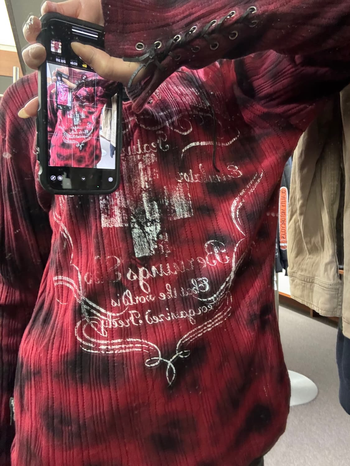 L)BERNING SHO 빈티지 여성 레이스업 펑크 니트 상품이미지3