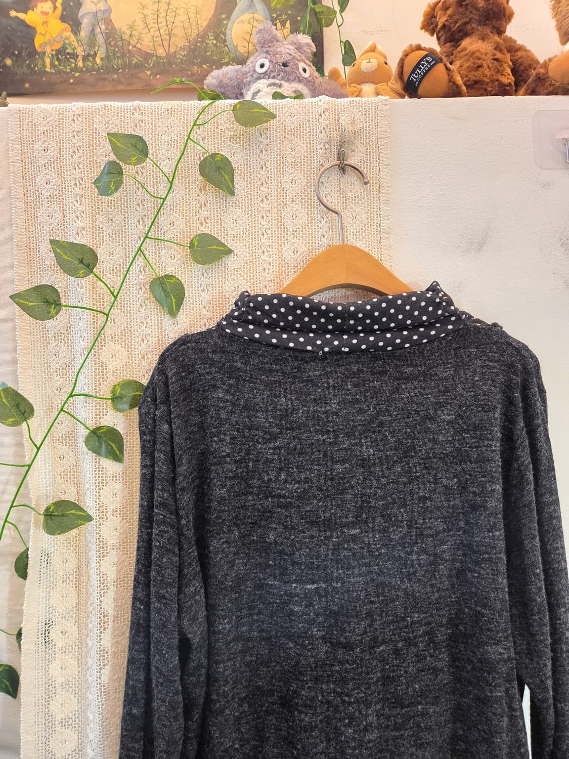 차콜 도트 일체형 니트 [빅사이즈] 상품이미지5