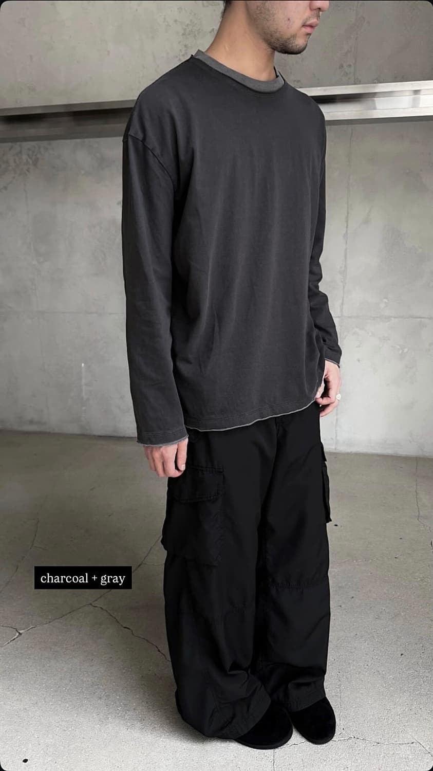 4) 폴리테루 레이어드 롱슬리브 차콜 그레이 상품이미지3