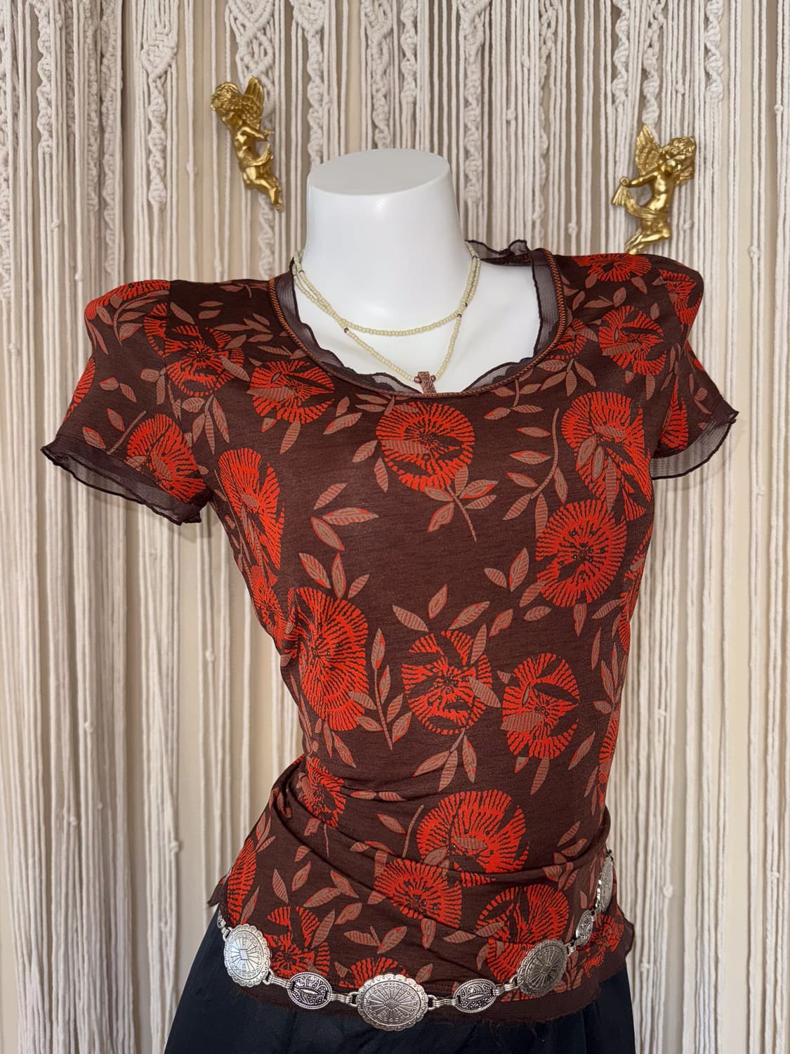 Floral Ruffled Beaded Top 0019 상품이미지1