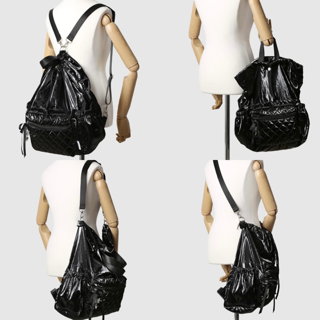 [멜로토리] 멜로 퀼팅 백팩 4way Black 상품이미지6