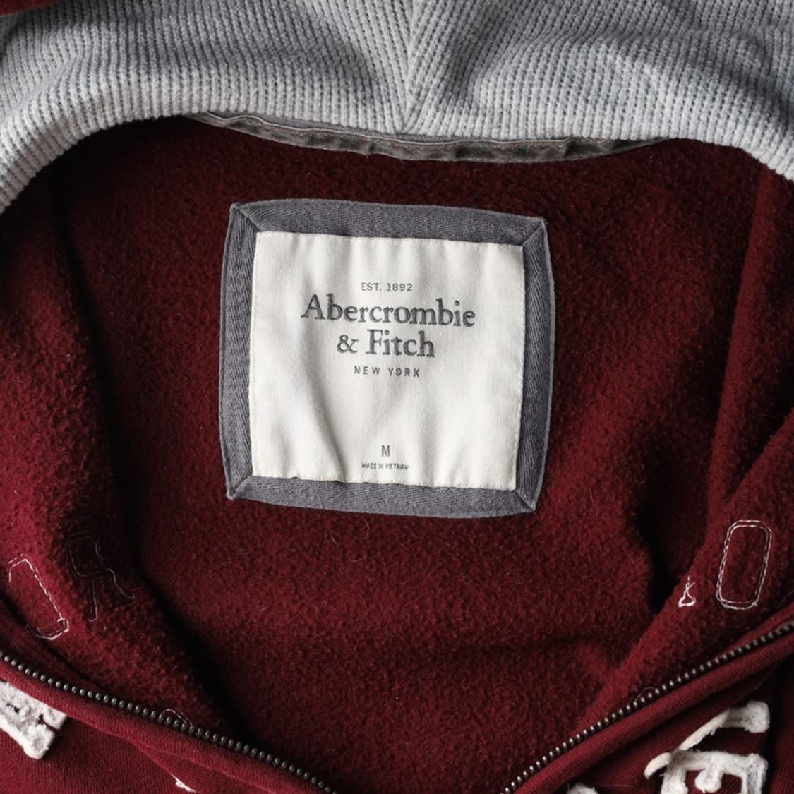아베크롬비 버건디 레터링 후드 집업 M 상품이미지5