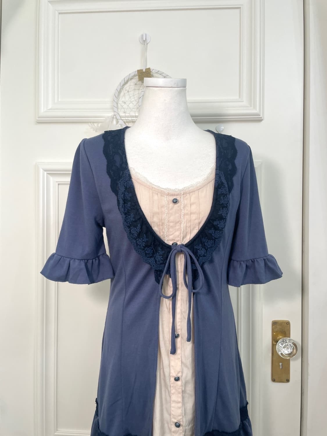 AXES FEMME navy beige layered cotton mid 상품이미지5