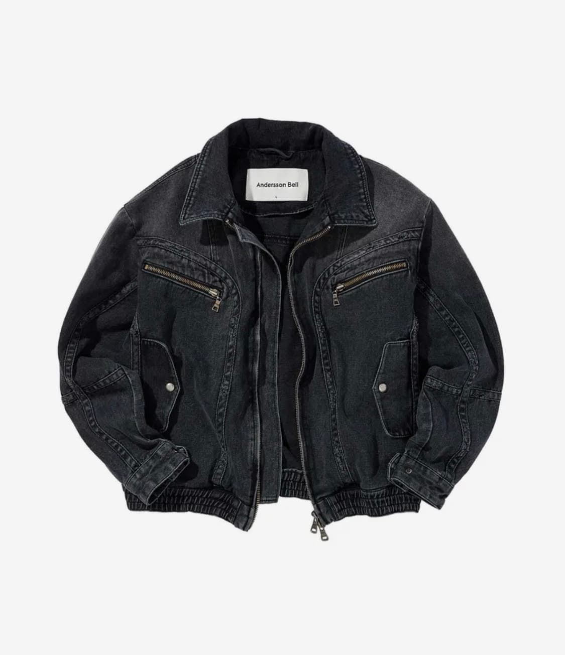 [앤더슨벨] 포인트 데님 블루종 자켓 (BLACK) 상품이미지2