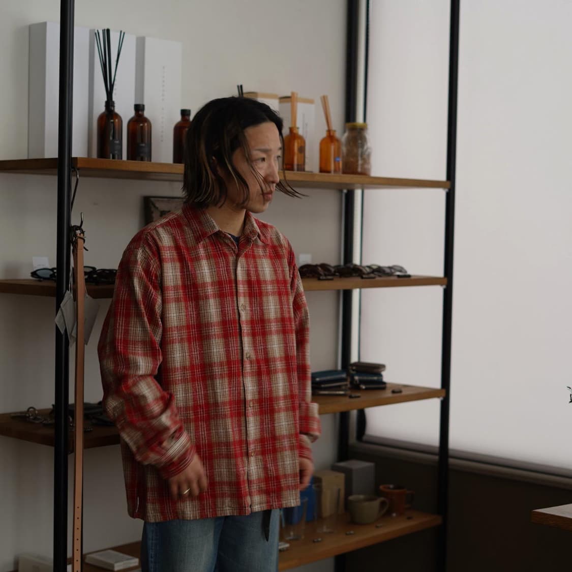 아프레쎄 빈티지 코튼 실크 넵 트윌 셔츠 레드 2사이즈 상품이미지2