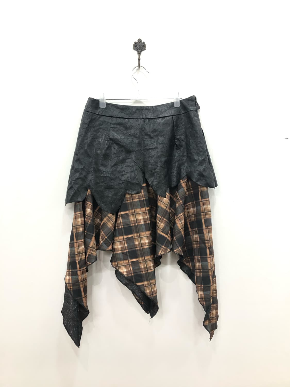 leather belt detail check midi skirt 상품이미지2