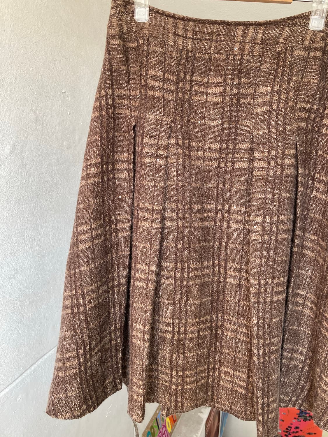 빈티지 에스닉 체크 플리츠 미디 스커트 상품이미지2