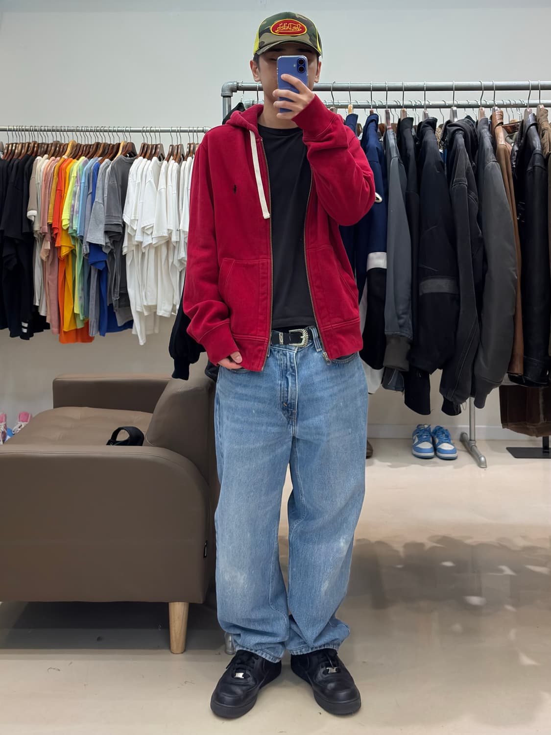 폴로 랄프로렌 와플 후드집업 레드 상품이미지9