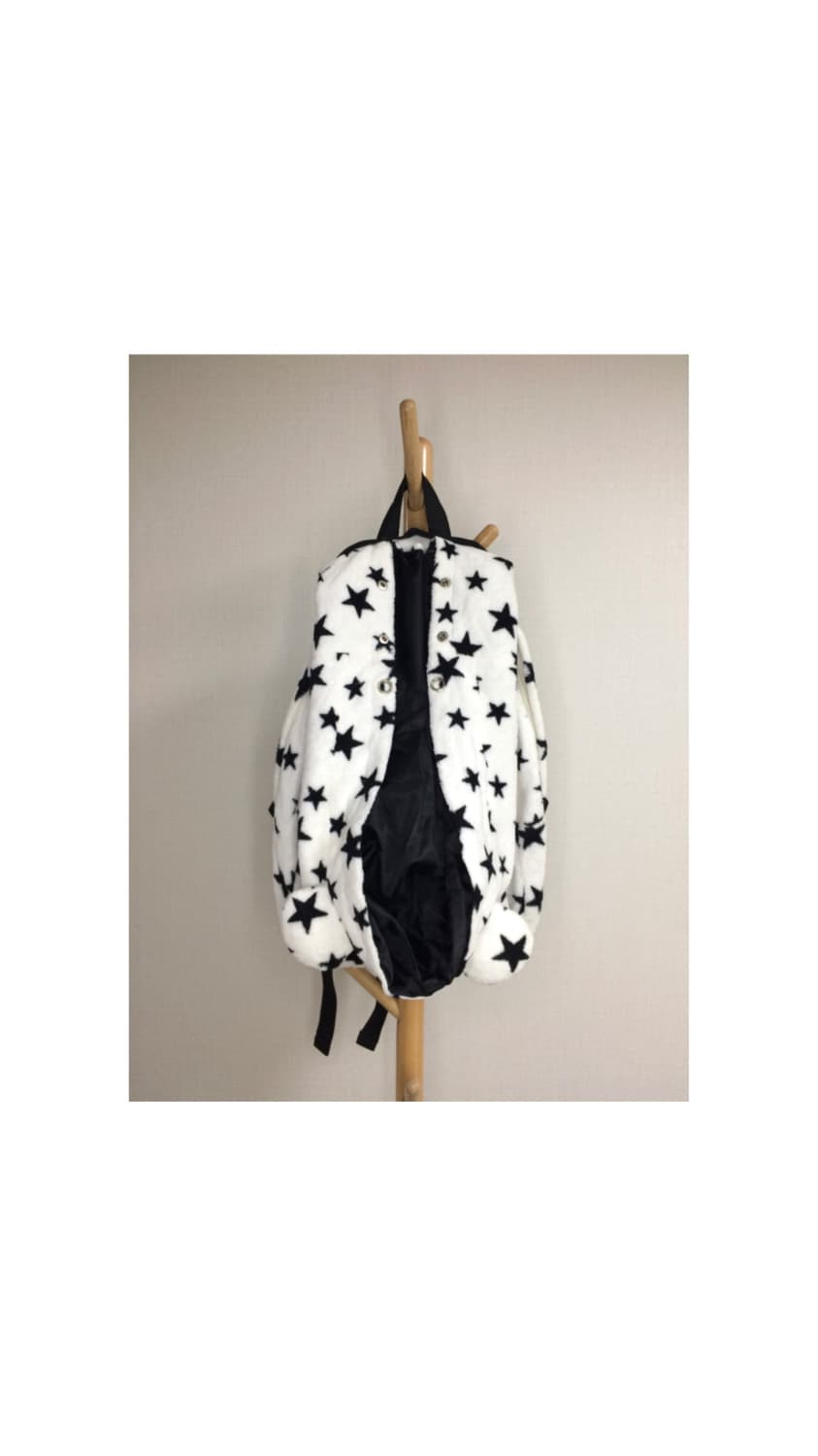 빈티지 화이트 별 무늬 후드 털 백팩 상품이미지1