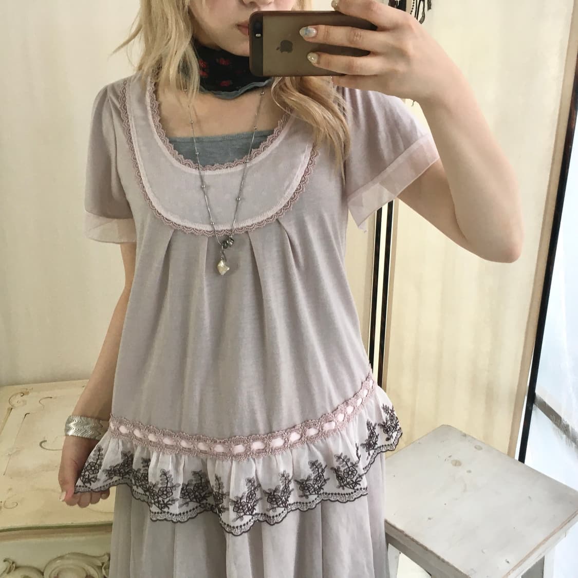  Axes Femme 뮤트 연보라 로걀 리본 블라우스탑 상품이미지1