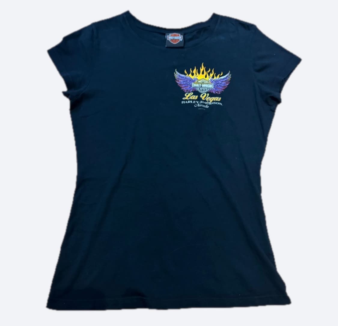 🔥할리데이비슨 딱붙핏 y2k 블랙 슬리브 반팔티🔥 상품이미지3