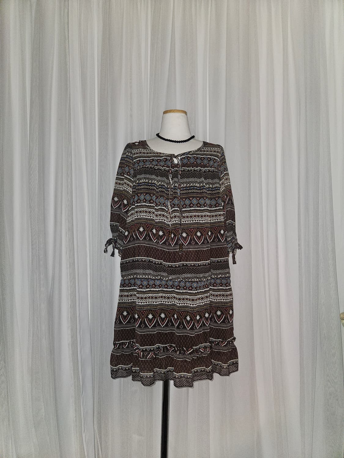 drea my minx 히피 에스닉 글레이즈 브라운 패턴 블라우스 상품이미지1