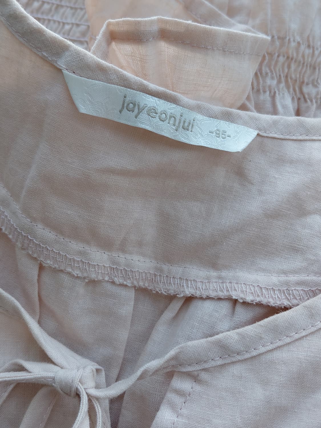 [빈티지] 여성 핑크색 블라우스 퍼프소매 셔링 Free 상품이미지3