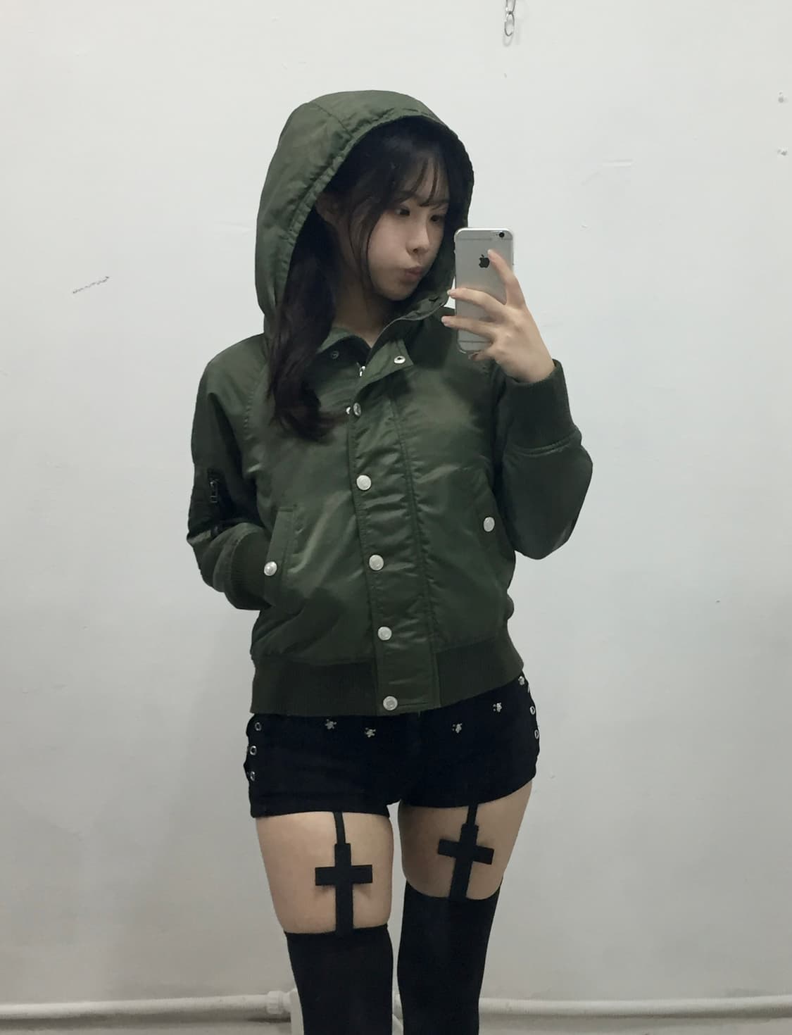 [LOVETOXIC] 러브톡식 y2k 카키 크롭 야상 항공 점퍼 상품이미지1