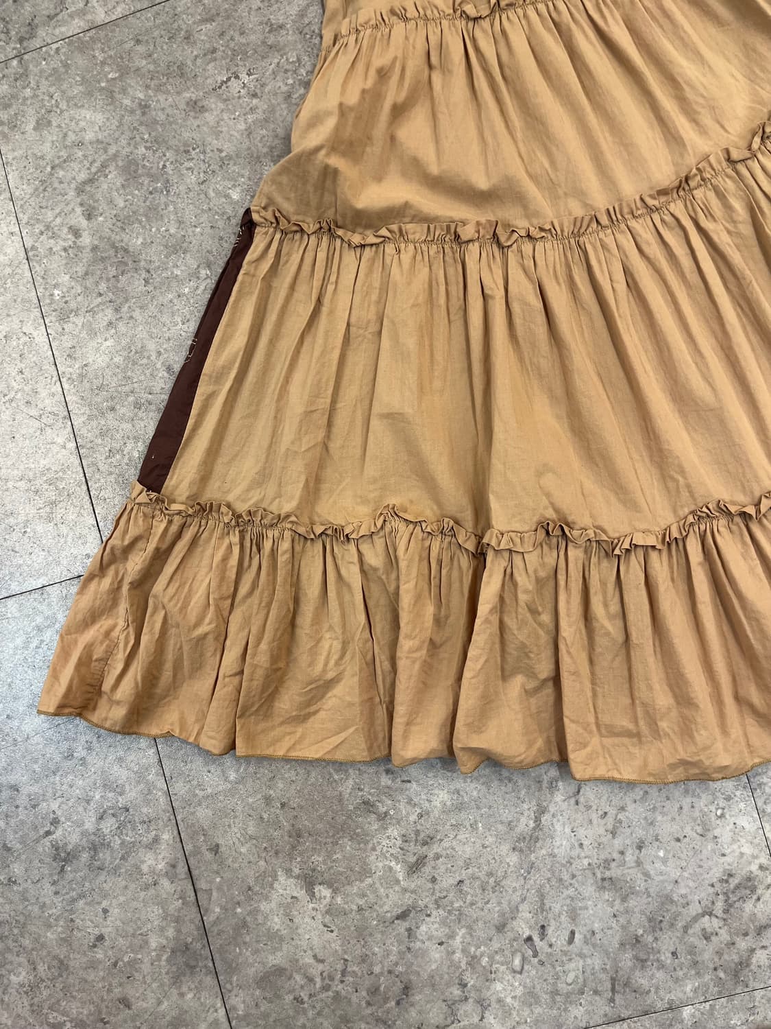 빈티지 프릴 자수 롱 스커트 브라운 M #csz4069  상품이미지8