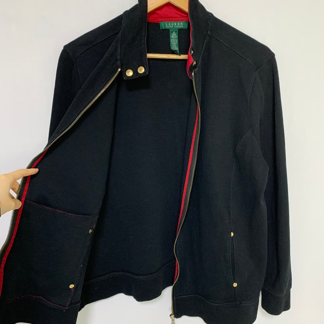 로렌 랄프로렌 빈티지 블랙 집업 져지 가디건 여성 L-XL 상품이미지6