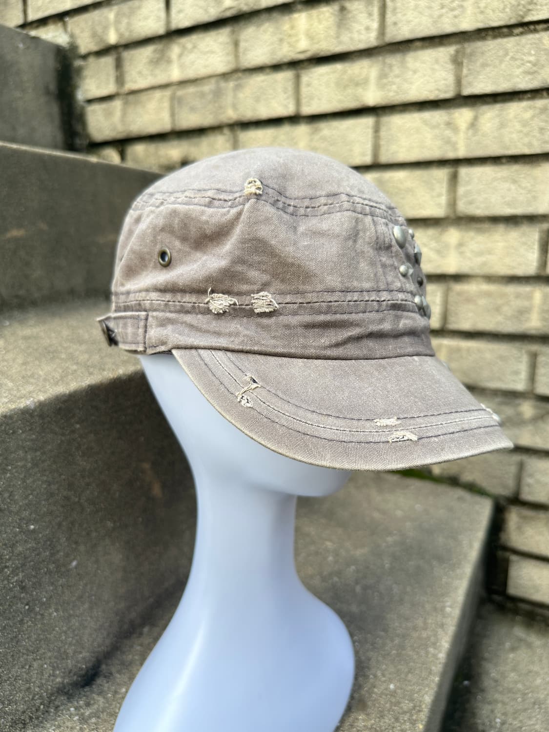 None vintage stud distressed cap 상품이미지5