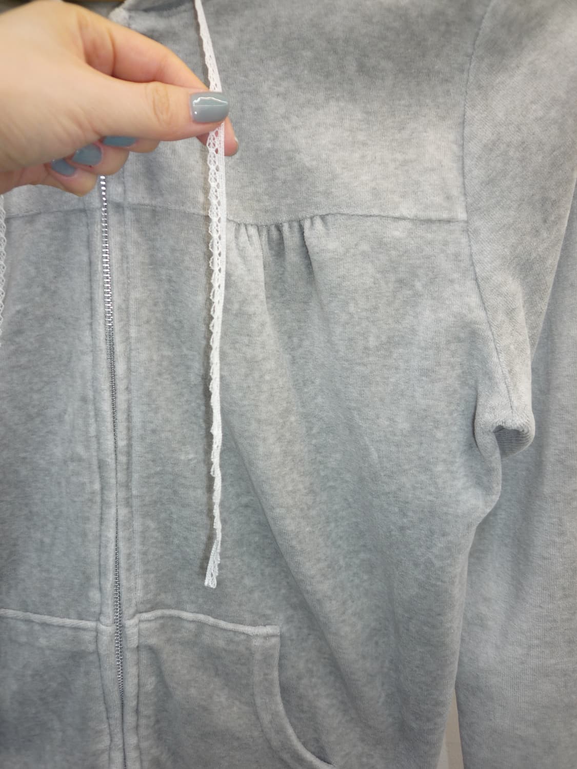 lace string velvet hoodie 상품이미지7