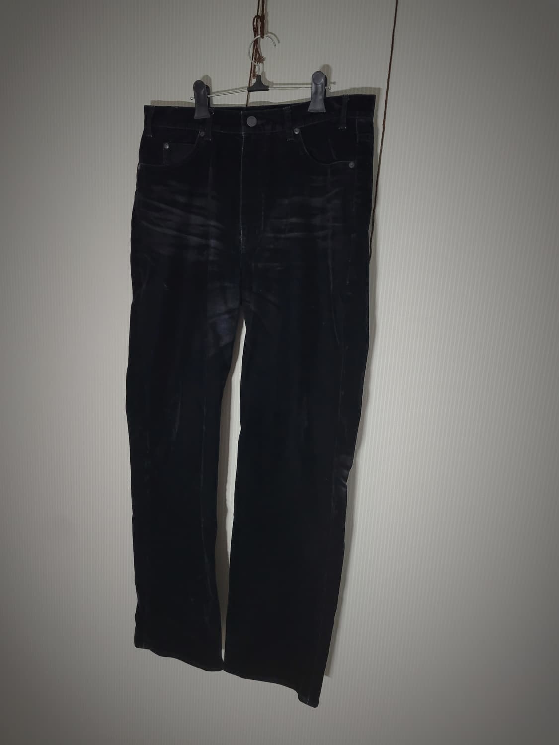 탁 블랙 벨벳 팬츠 상품이미지3