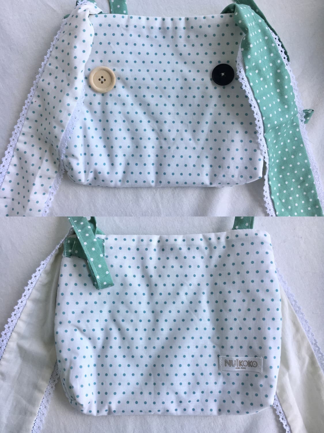 [HANDMADE] 핸드메이드 민트 도트 토끼 크로스백 모리걸 상품이미지2