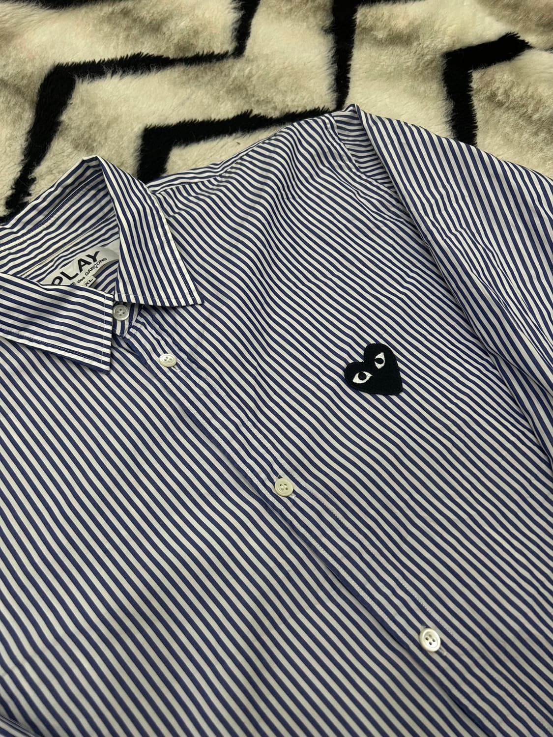 [XL]꼼데가르송 블랙와펜 스트라이프 셔츠/블루 AZ-B008 상품이미지1