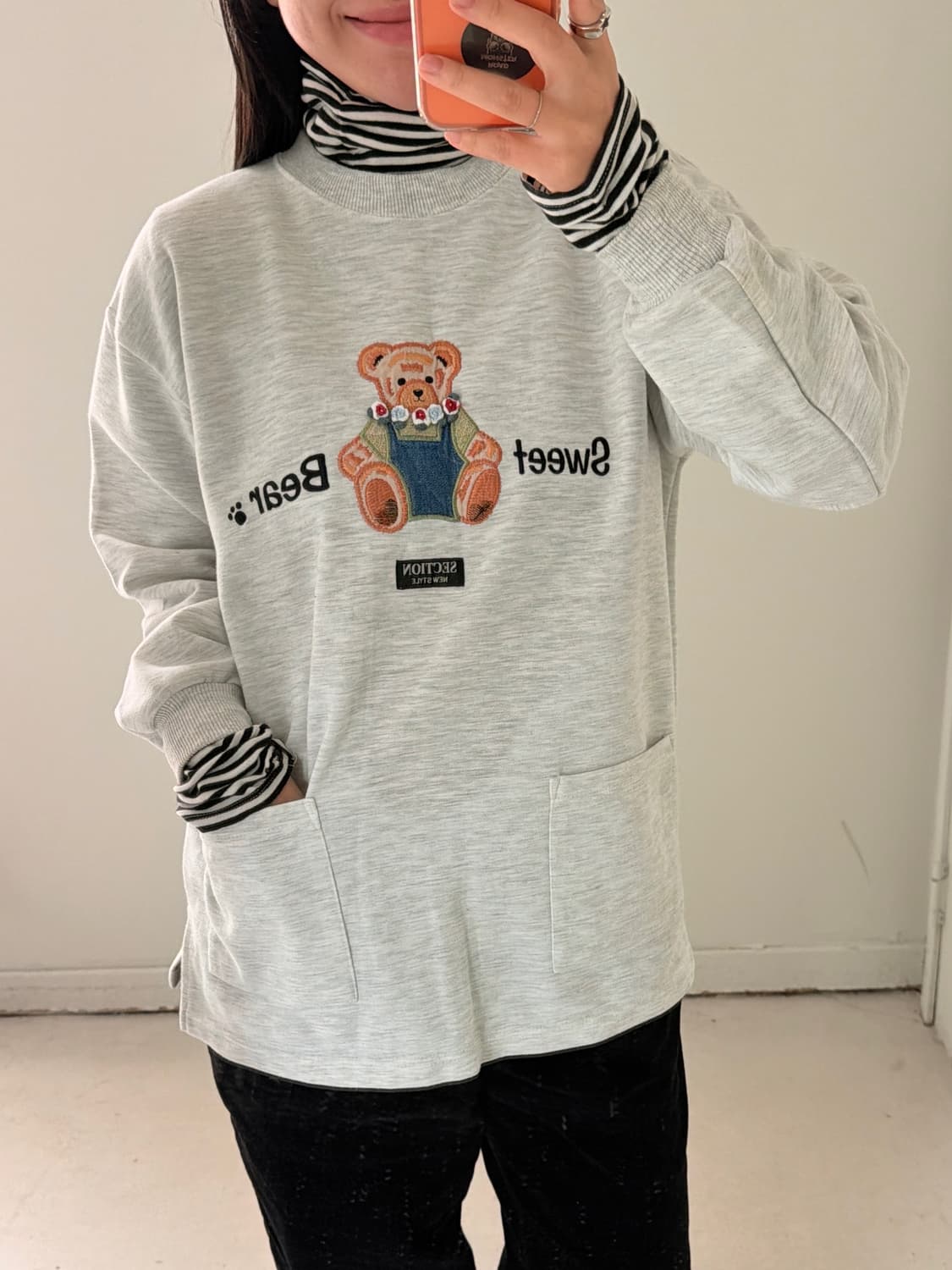 일본빈티지 모리 곰돌이자수 스웻 맨투맨 상품이미지2