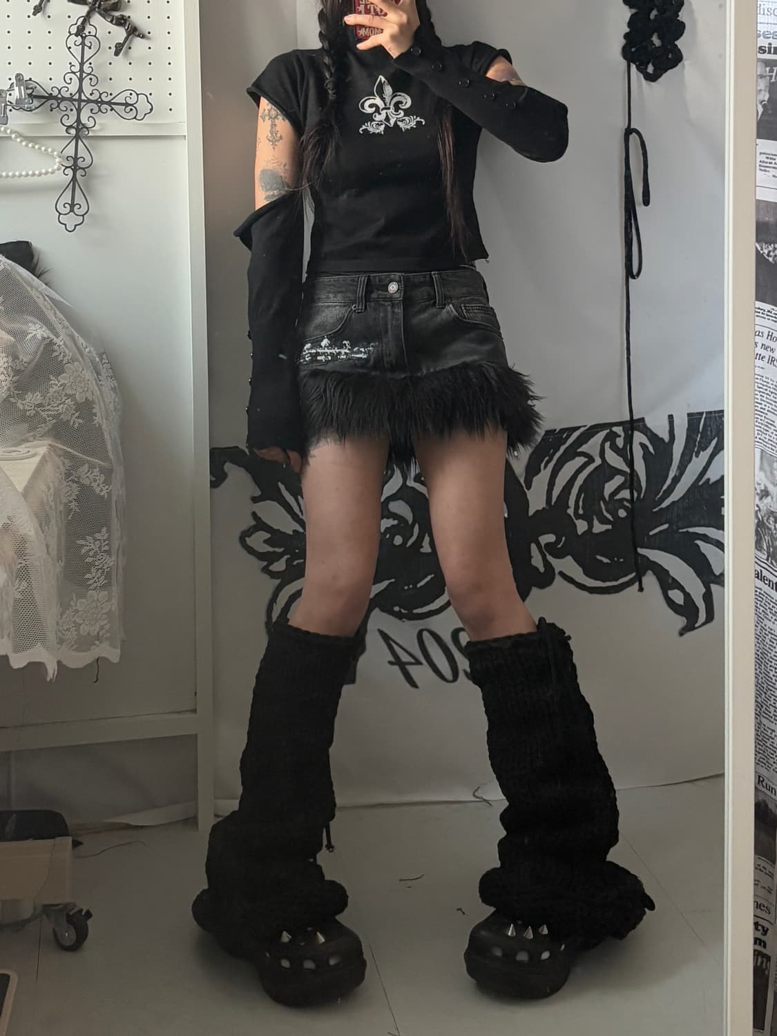 • black fur mini skirt 상품이미지3