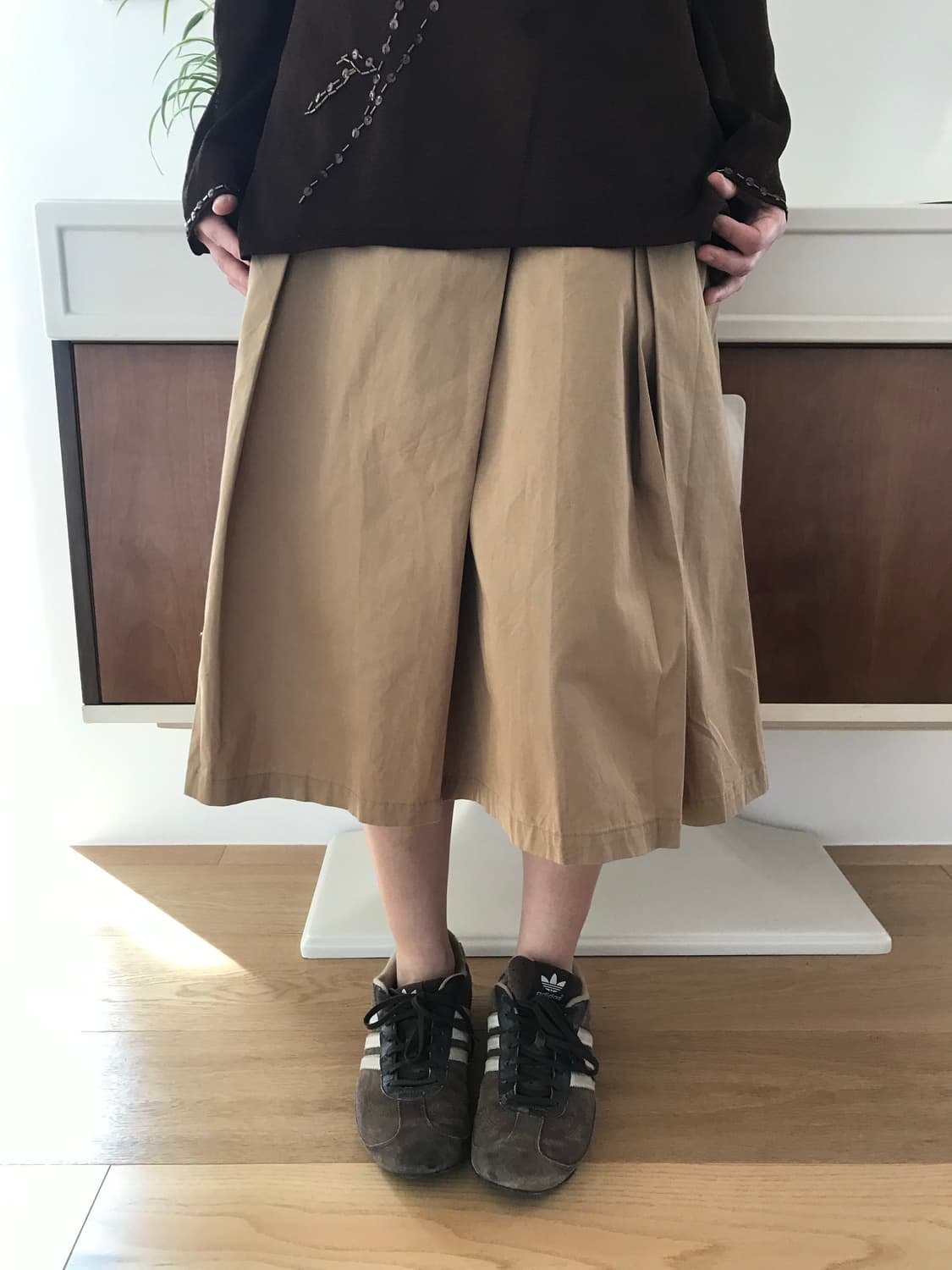 vintage beige pintuck skirt (29inch) 상품이미지4