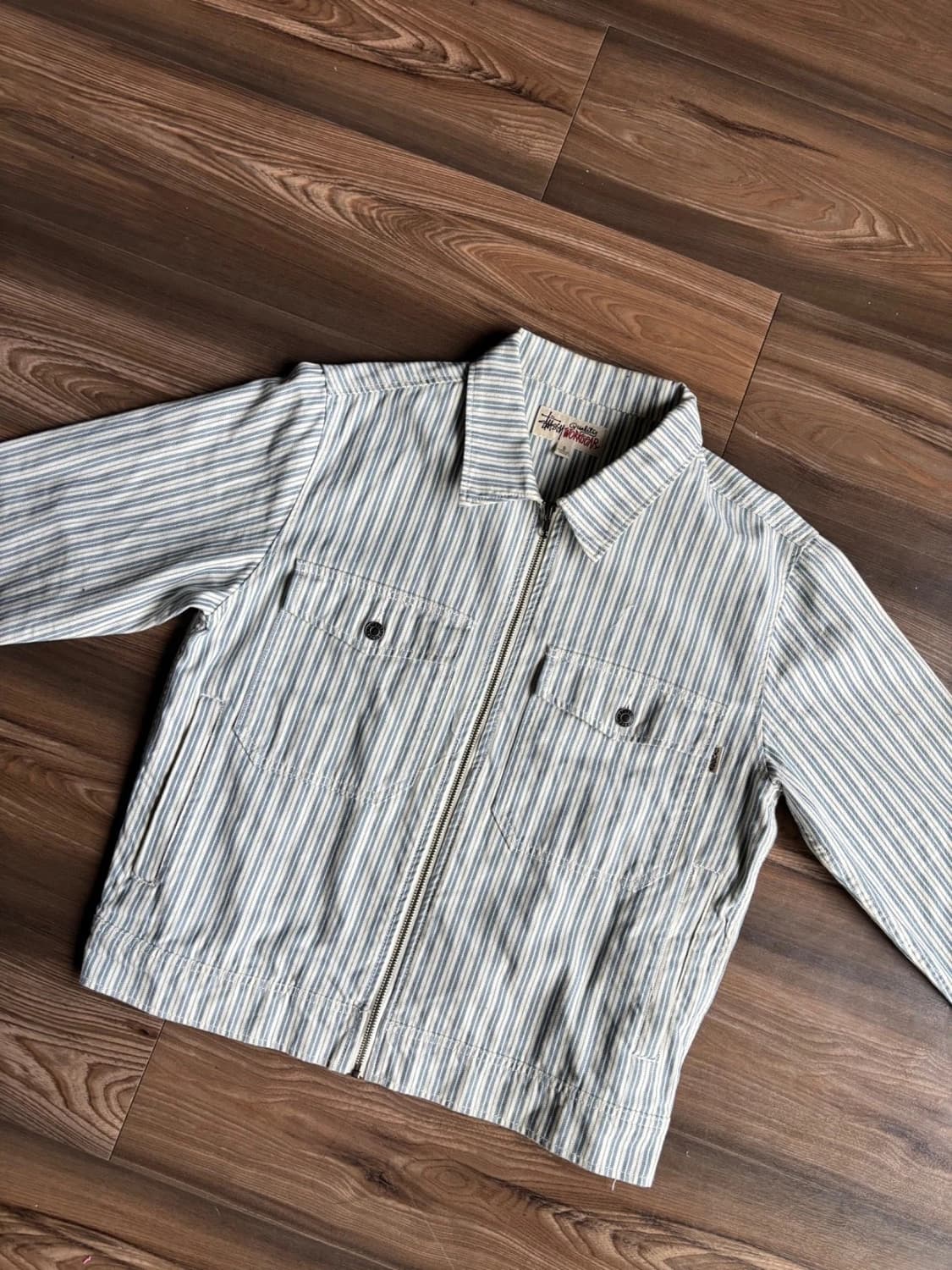 스투시 스트라이프 개러지 자켓 블루 S 상품이미지2