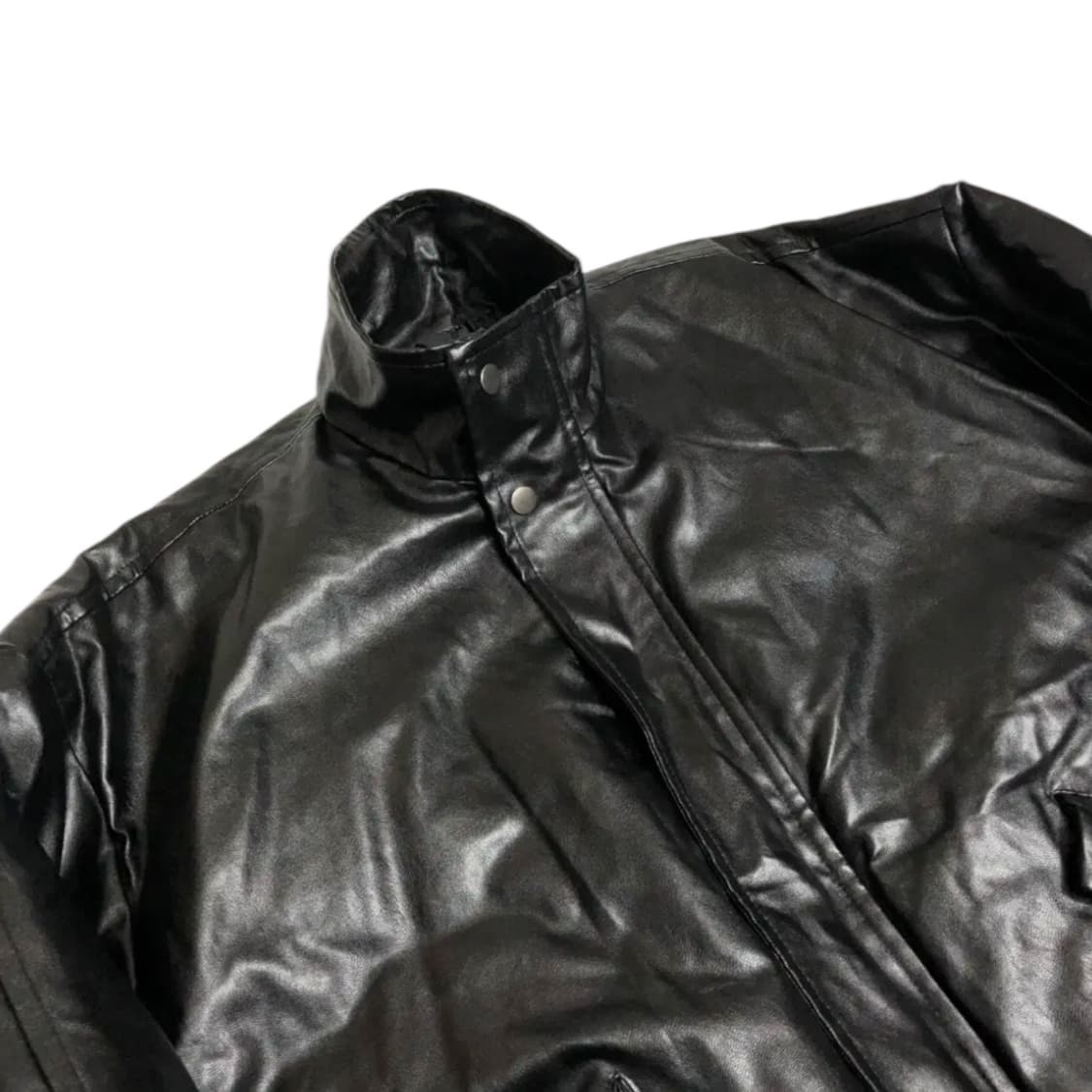 블랙 레더 봄버 자켓 상품이미지2