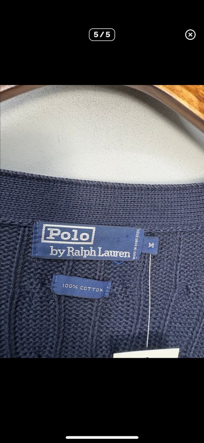 폴로 랄프로렌 골프방패자수로고 케이블 니트코튼 브이넥 가디건 H1071 상품이미지5