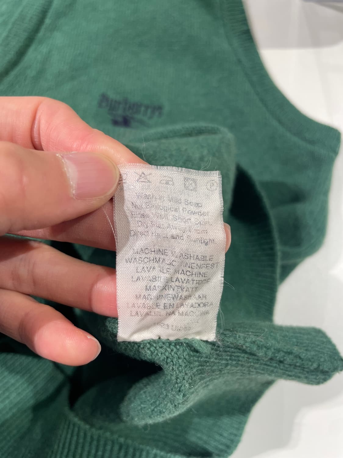 버버리 그린 기마로고 V넥 니트 베스트 상품이미지9