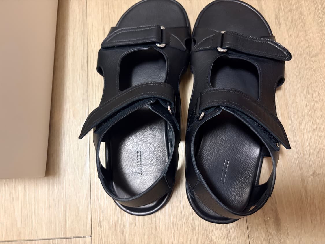 (270) 26ss 오라리 더블 스트랩 레더 샌들 블랙 상품이미지3