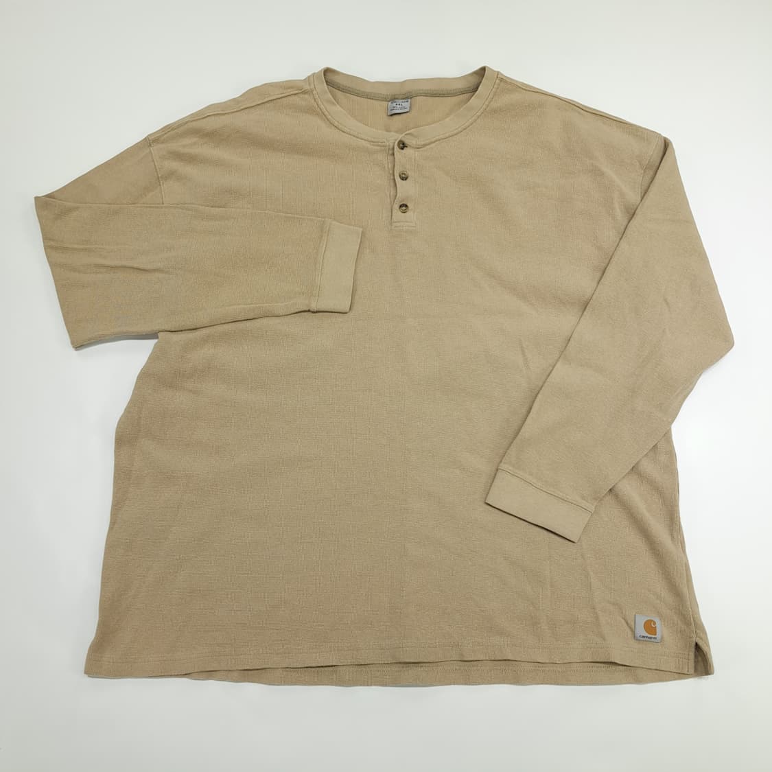 Co605 4XL 칼하트 카푸치노브라운 와플 헨리넥 롱슬리브 긴팔 티셔츠 상품이미지2